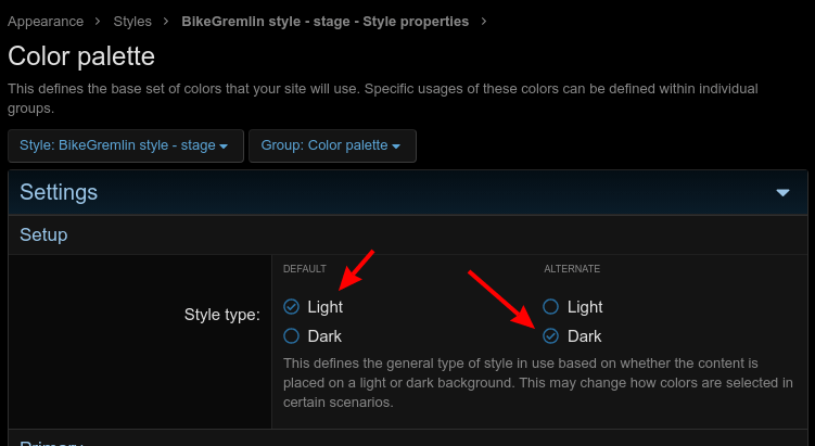 Enabling the alternate dark mode style version