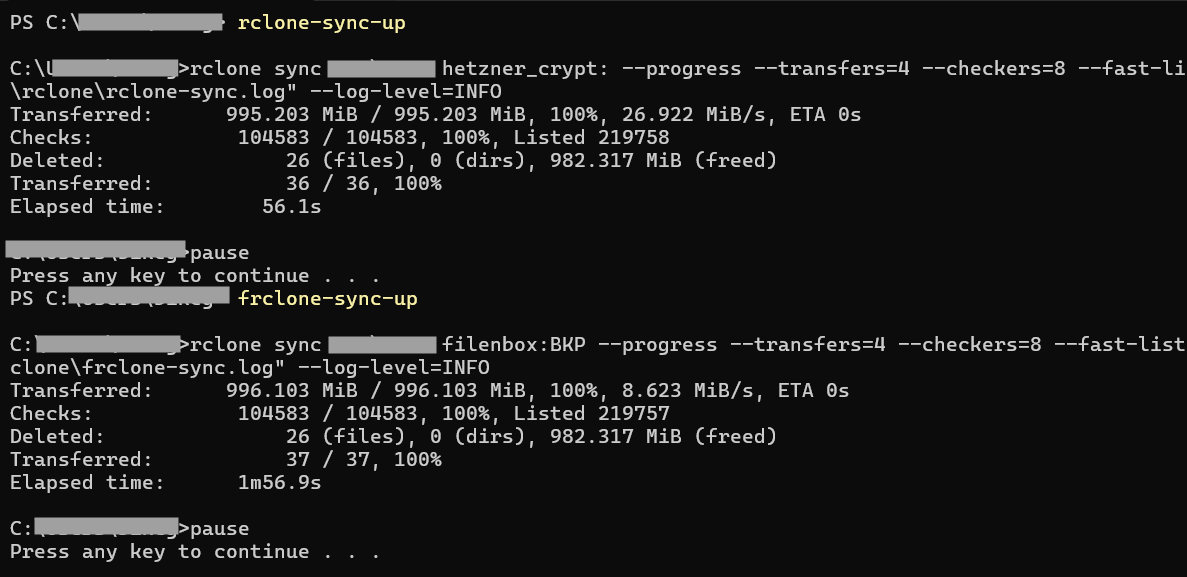 Hetzner Storage Box vs Filen.io - Rclone speed test